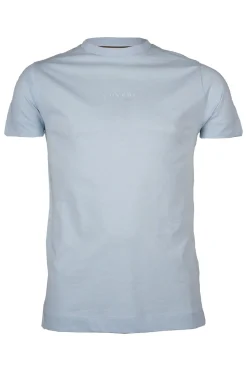 T-shirt girocollo in cotone pastello con stampa hd sul petto