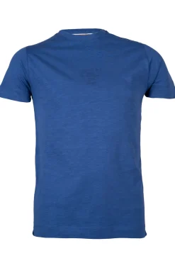 T-shirt girocollo in cotone pastello con stampa hd sul petto