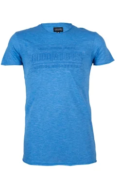 T-shirt girocollo in cotone slub fluo con stampa in rilievo