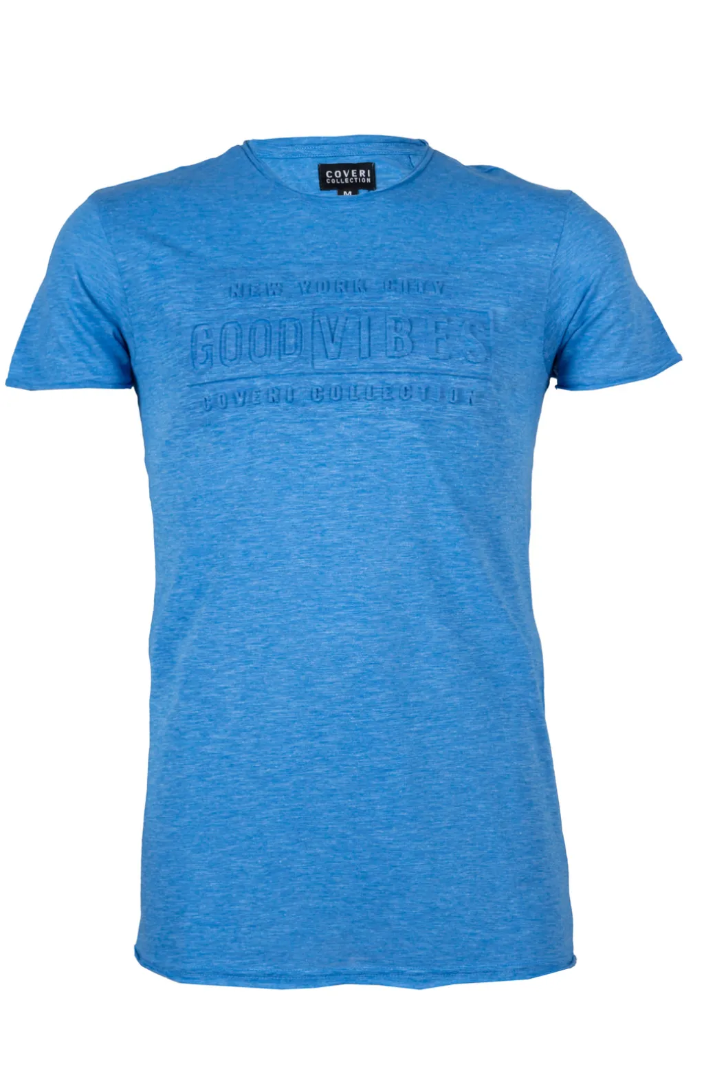 T-shirt girocollo in cotone slub fluo con stampa in rilievo