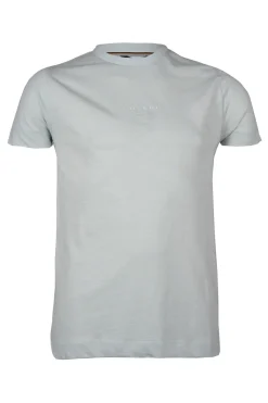 T-shirt girocollo in cotone pastello con stampa hd sul petto