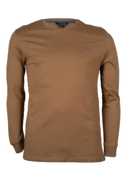 T-shirt girocollo manica lunga con logo ricamato in contrasto
