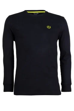 T-shirt girocollo manica lunga con logo ricamato in contrasto