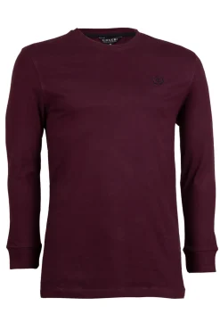 T-shirt girocollo manica lunga con logo ricamato in contrasto