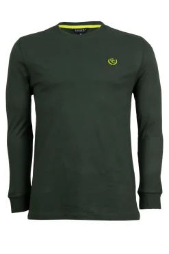 T-shirt girocollo manica lunga con logo ricamato in contrasto