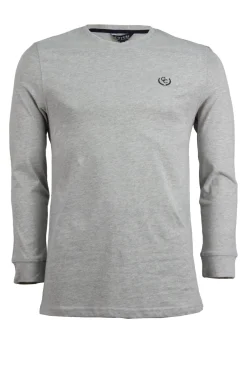 T-shirt girocollo manica lunga con logo ricamato in contrasto