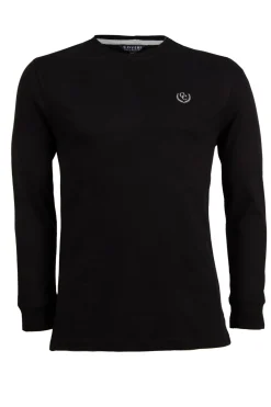 T-shirt girocollo manica lunga con logo ricamato in contrasto