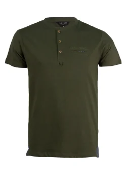 T-shirt in cotone slab con taschino con stampa interna