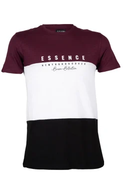 T-shirt manica corta in cotone slub a fasce con stampa HD sul petto