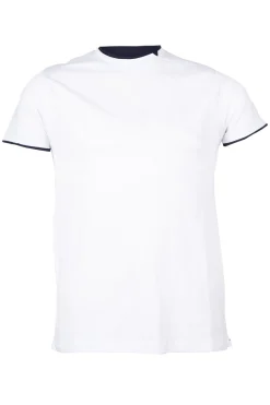 T-shirt manica corta tinta unita con taglio vivo in cotone bicolor