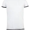 T-Shirt tinta unita con profili a contrasto