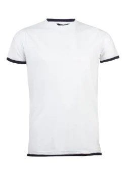 T-Shirt tinta unita con profili a contrasto