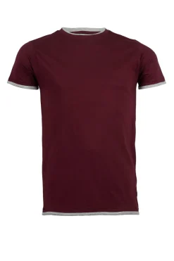 T-Shirt tinta unita con profili a contrasto