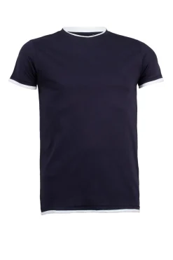 T-Shirt tinta unita con profili a contrasto