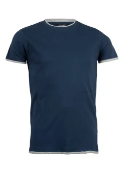 T-Shirt tinta unita con profili a contrasto
