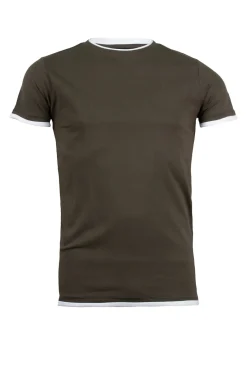 T-Shirt tinta unita con profili a contrasto