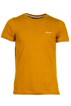 T-Shirt tinta unita con ricami a contrasto