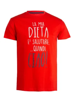 T-shirt tinta unita con stampa umoristica