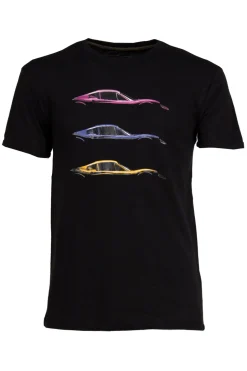 T-shirt tinta unita in cotone fiammato con stampa sul petto