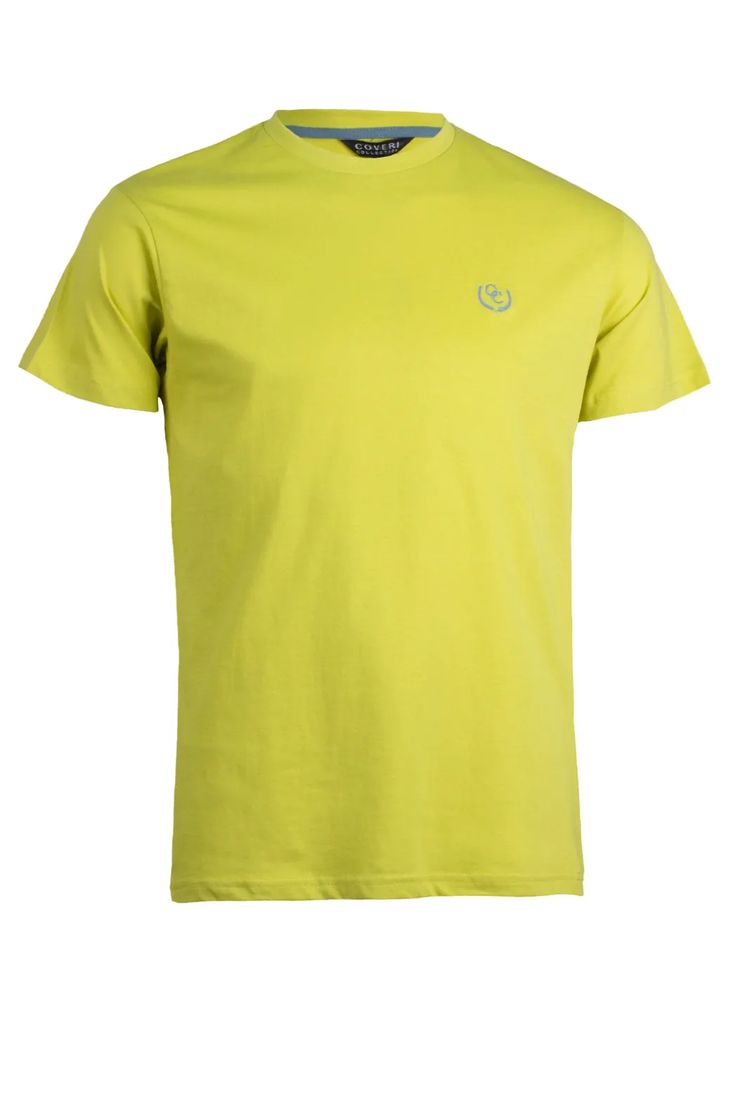 T-shirt tinta unita manica corta con logo ricamato in contrasto