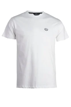 T-shirt tinta unita manica corta con logo ricamato in contrasto