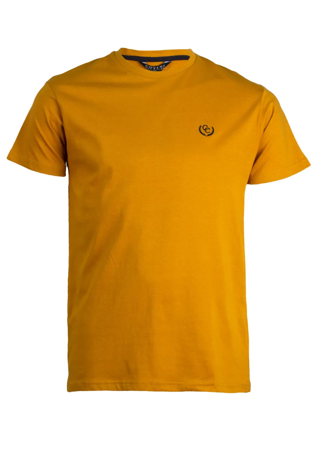 T-shirt tinta unita manica corta con logo ricamato in contrasto