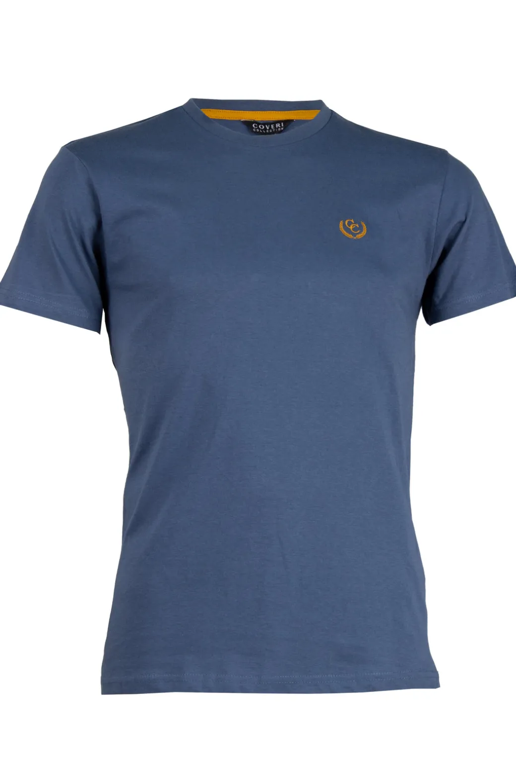 T-shirt tinta unita manica corta con logo ricamato in contrasto