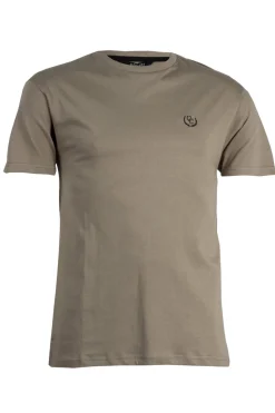T-shirt tinta unita manica corta con logo ricamato in contrasto