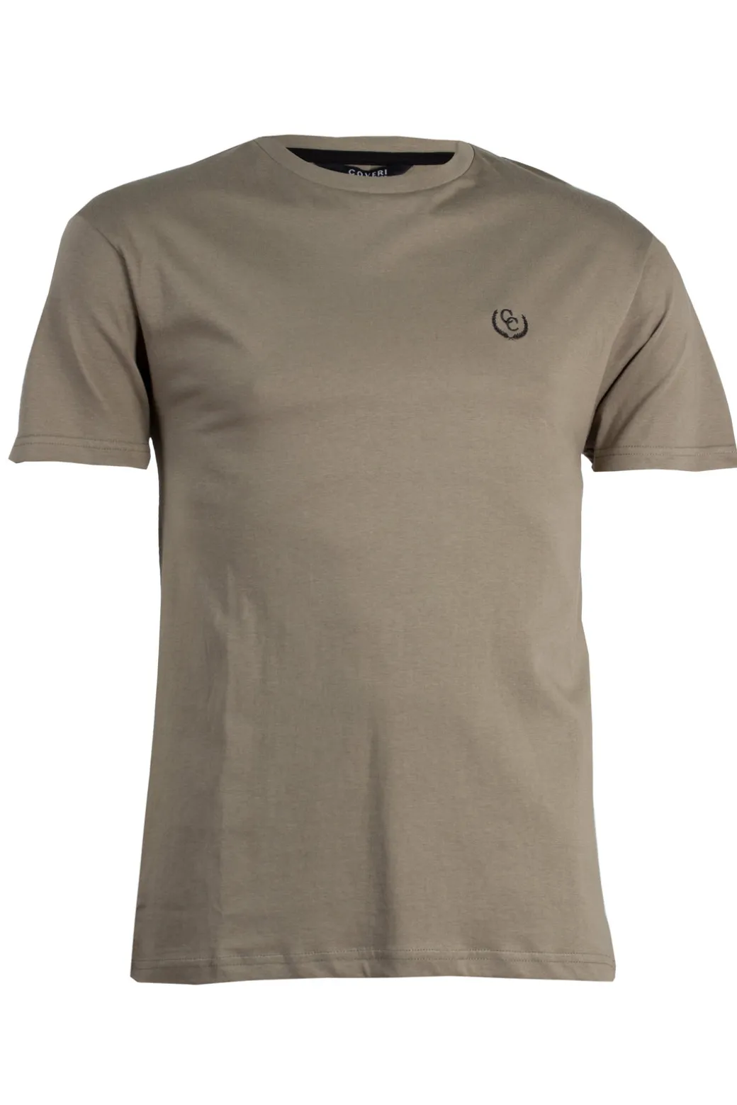 T-shirt tinta unita manica corta con logo ricamato in contrasto