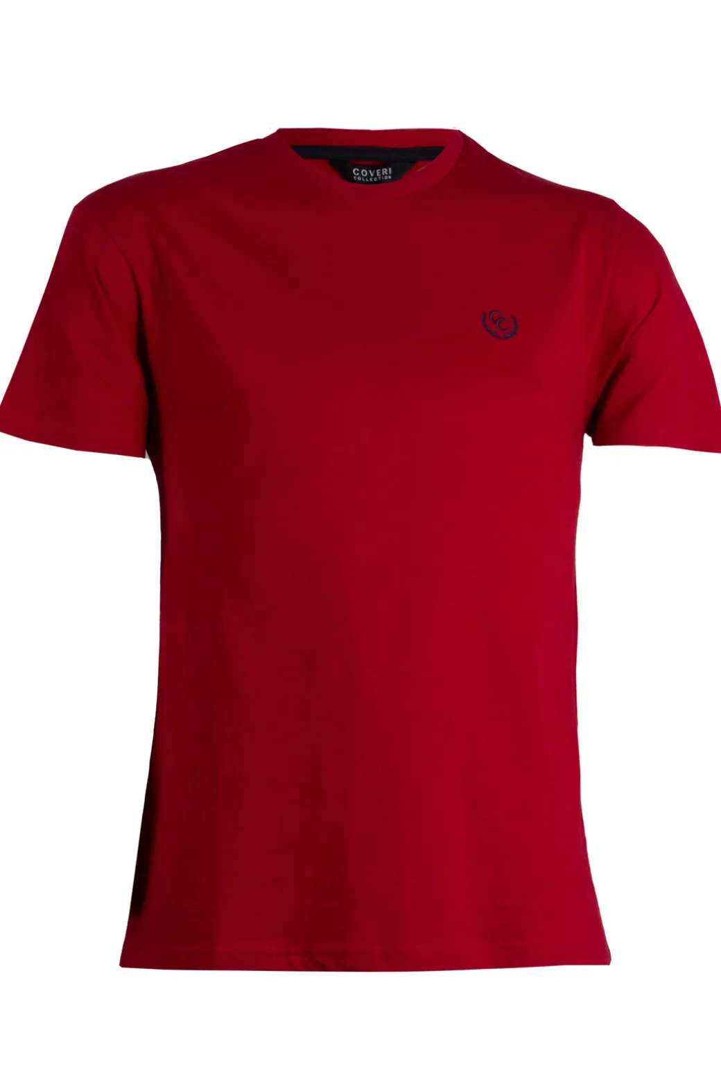T-shirt tinta unita manica corta con logo ricamato in contrasto