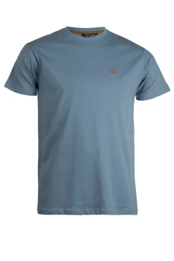 T-shirt tinta unita manica corta con logo ricamato in contrasto