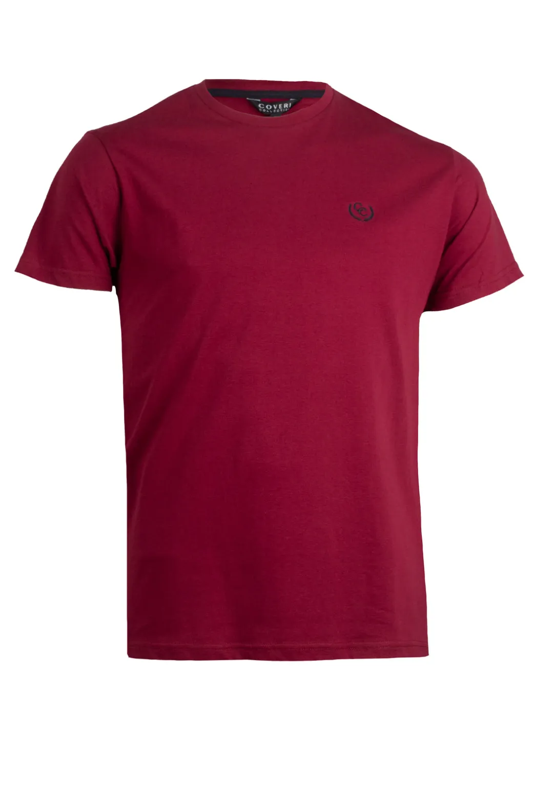 T-shirt tinta unita manica corta con logo ricamato in contrasto