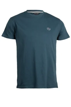 T-shirt tinta unita manica corta con logo ricamato in contrasto