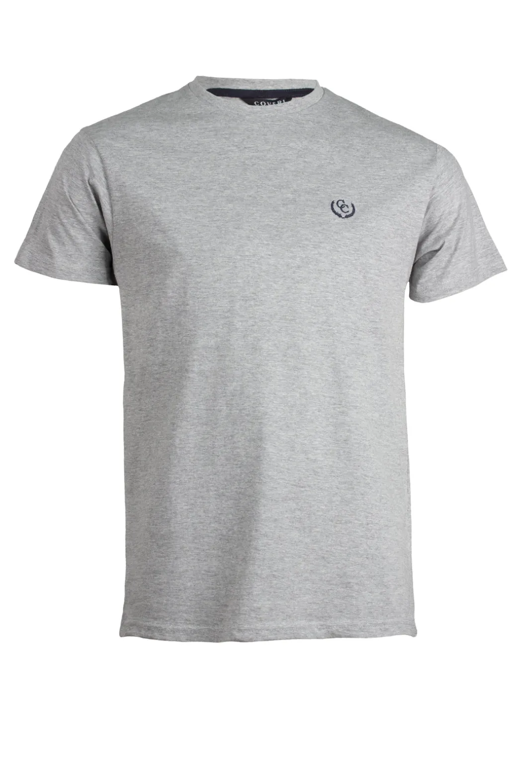 T-shirt tinta unita manica corta con logo ricamato in contrasto