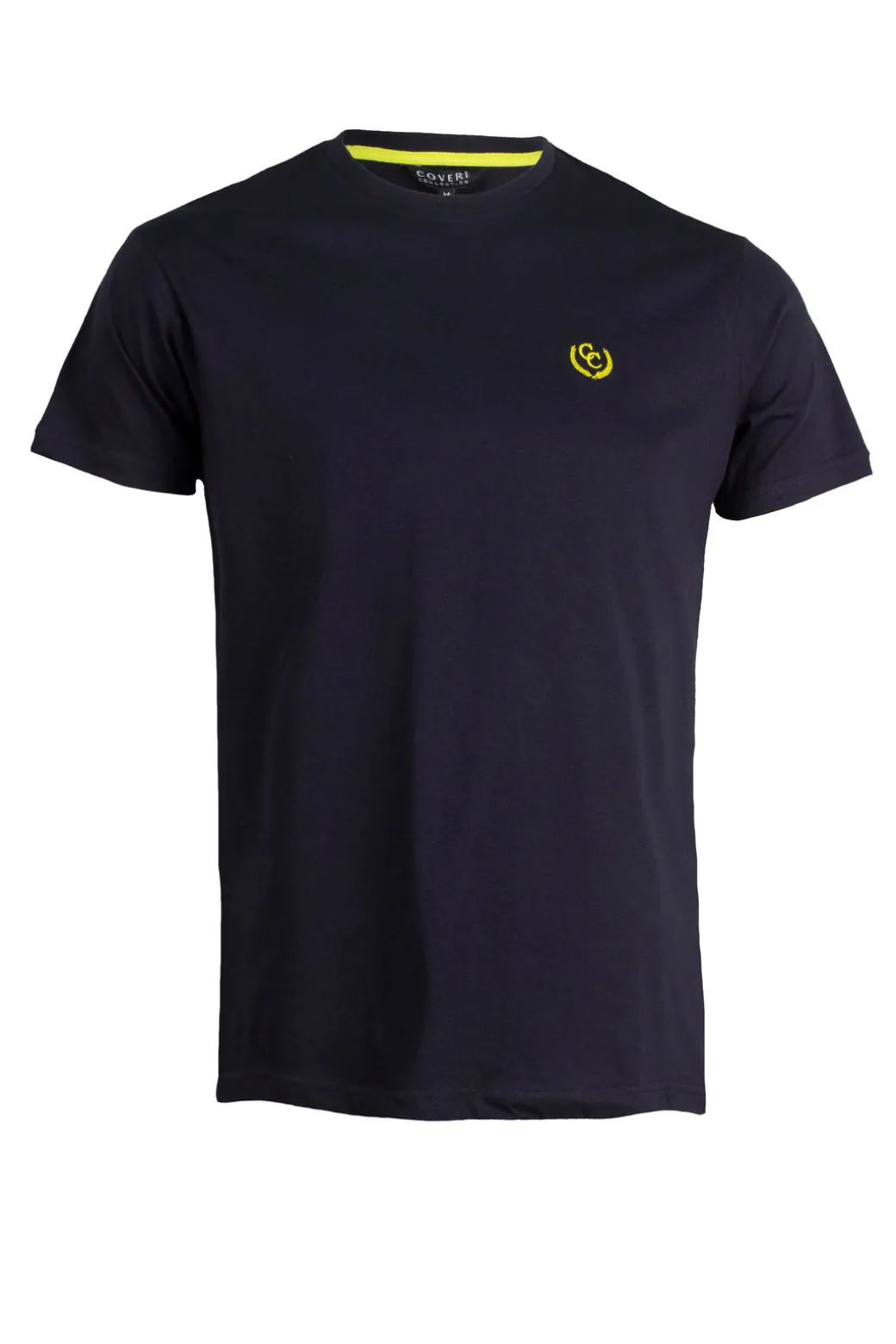 T-shirt tinta unita manica corta con logo ricamato in contrasto