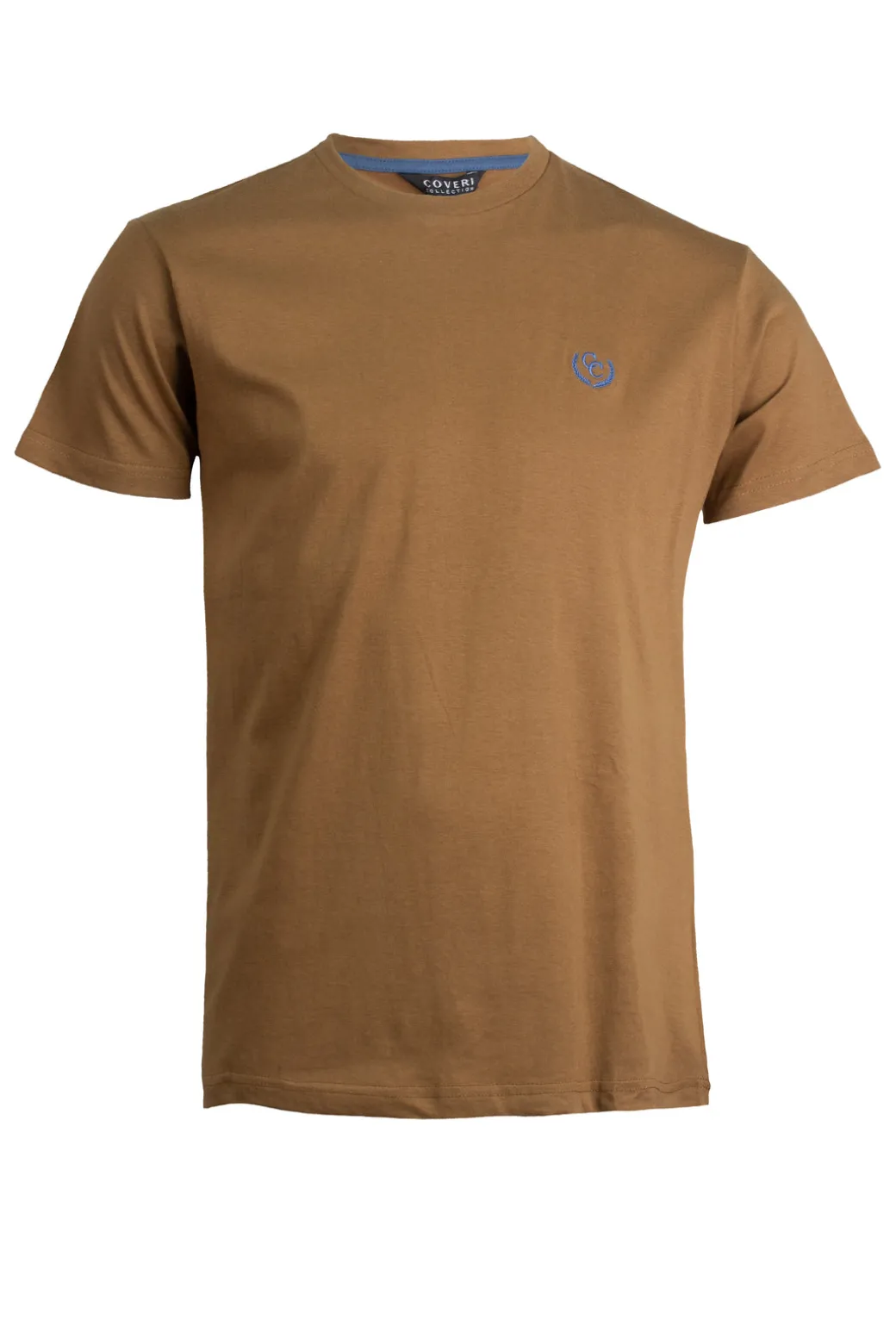 T-shirt tinta unita manica corta con logo ricamato in contrasto